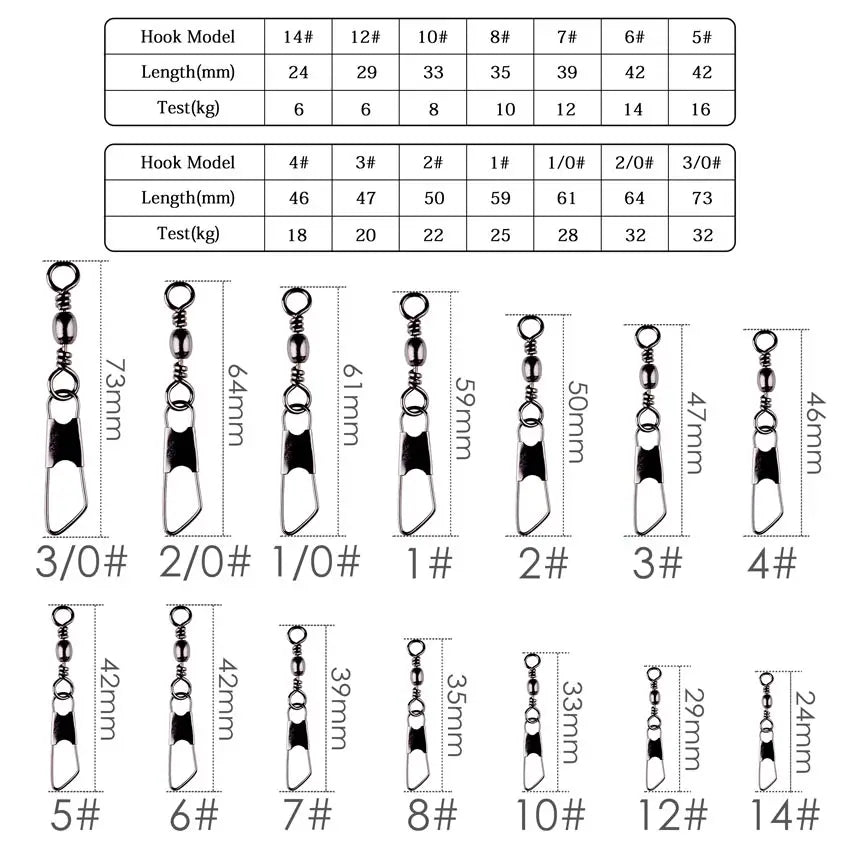 Fishing Brass Barrel Interlock Snap (50 Pieces/ Box)