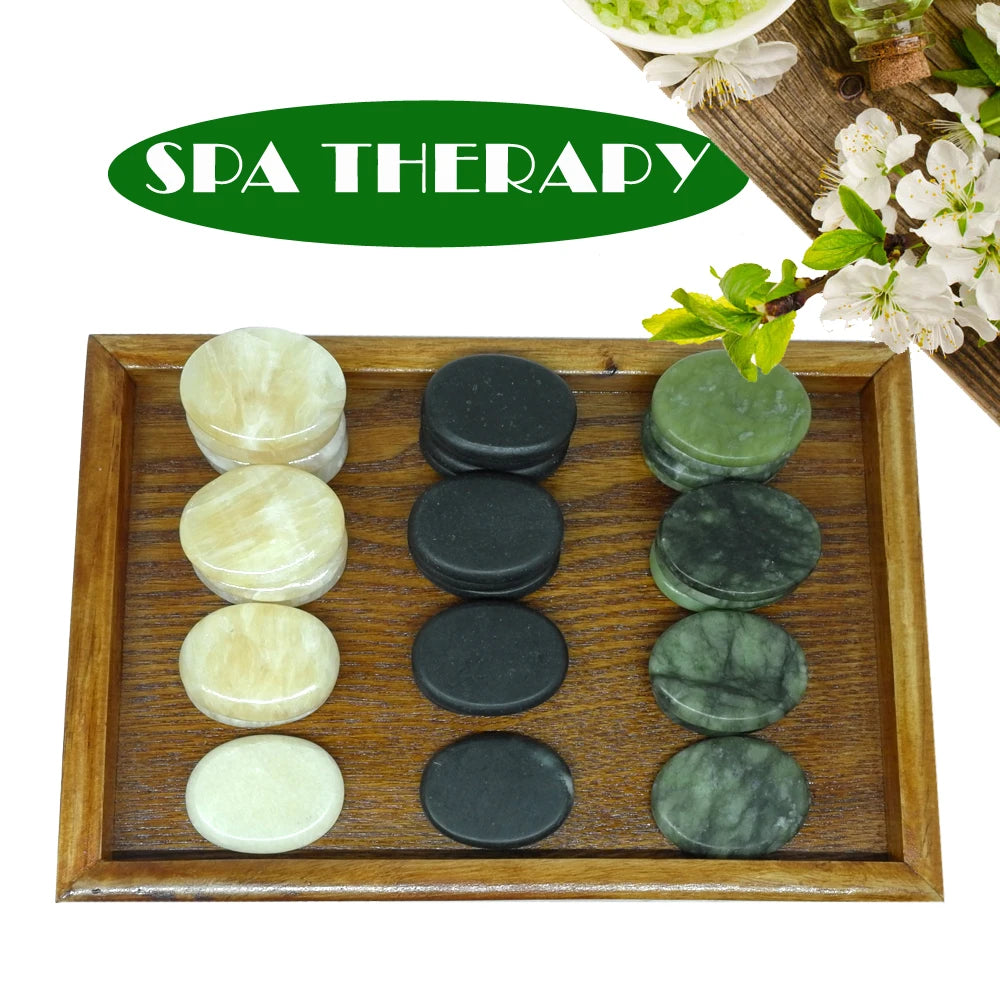 Massage therapy Jade Quarts Natural Stone set (10 Pieces 3 x 4 cm)