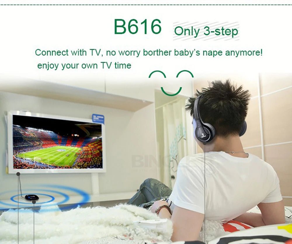 Jem wellness interior wireless television headphones b616 only 3 step to install