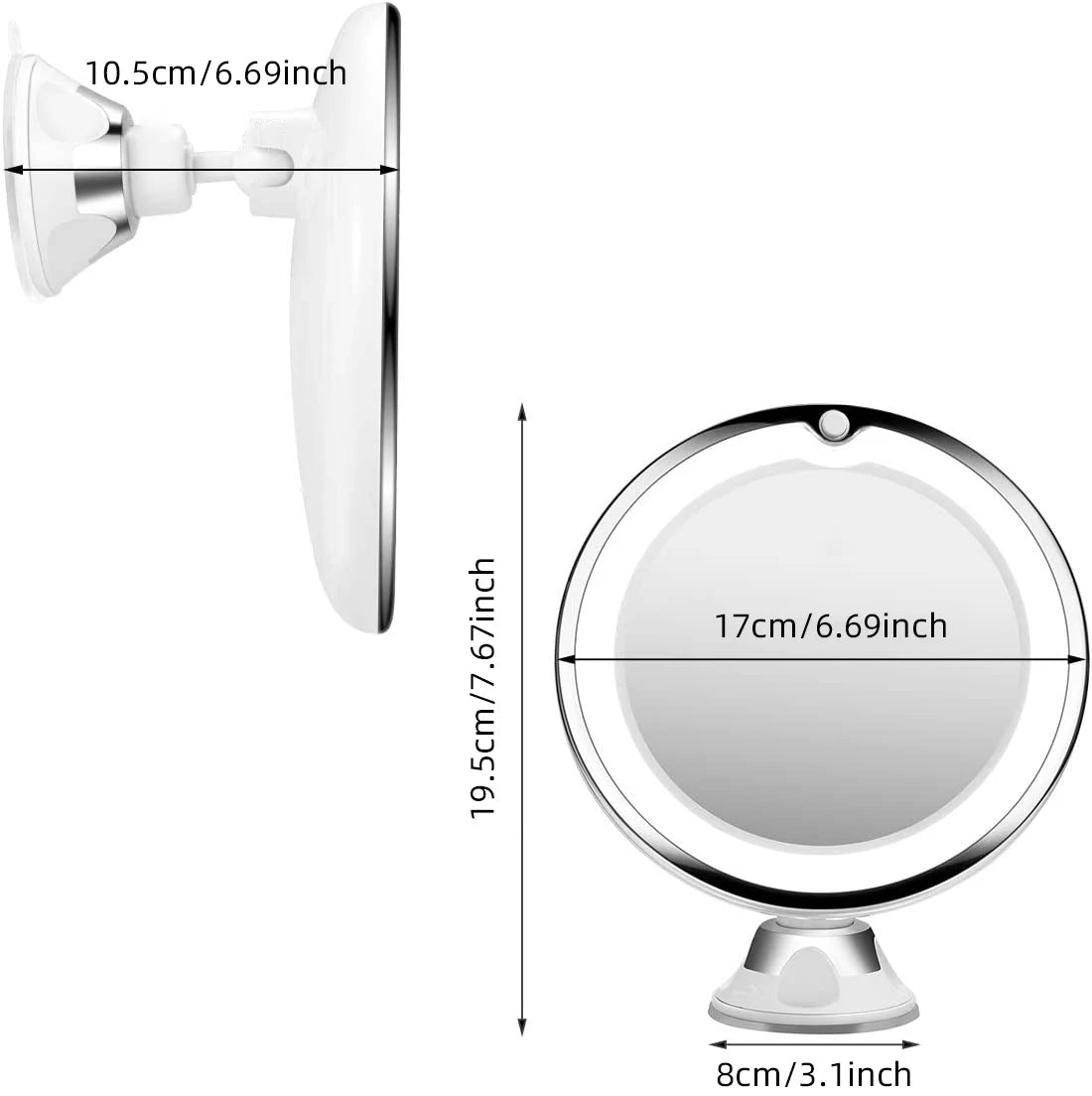 Wellness Makeup Tool Flexible 10x Magnifying Mirror LED Lighting Touch