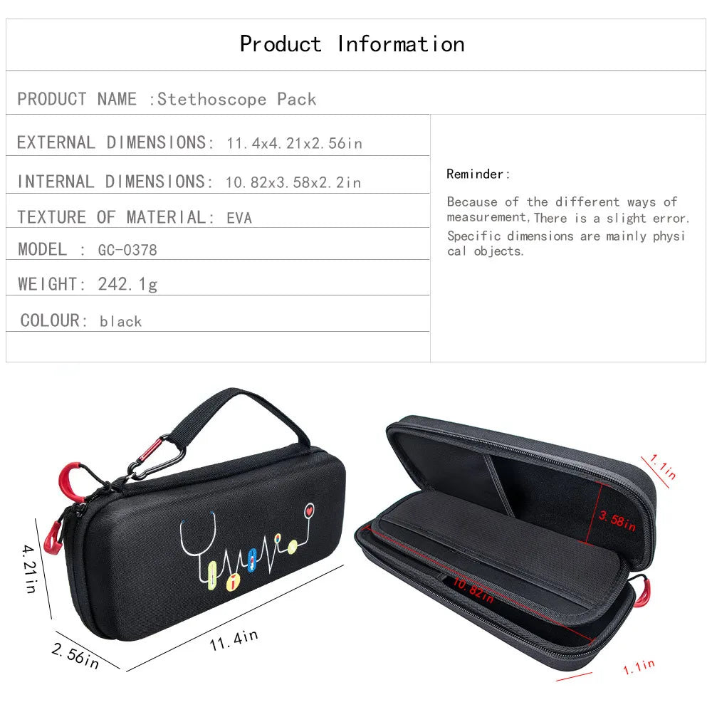 Double Layer Hard EVA Portable Stethoscope Carrying Storage