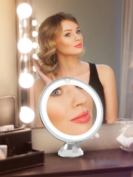 Wellness Makeup Tool Flexible 10x Magnifying Mirror LED Lighting Touch