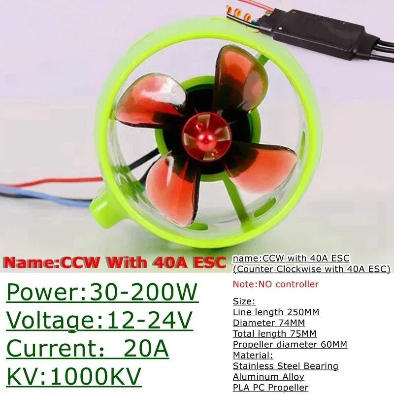 Water Sports Gear & Equipment Brushless Underwater Motor Propeller (12V or 24V, 200 W)