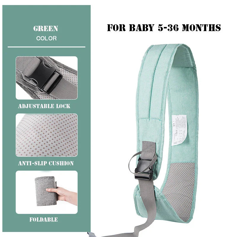 Baby care products Baby Carrier Belt Green Colour For baby 5–36 months adjustable anti-slip cushion foldable