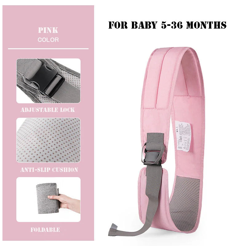 Baby care products Baby Carrier Belt Pink Colour For baby 5–36 months adjustable anti-slip cushion foldable