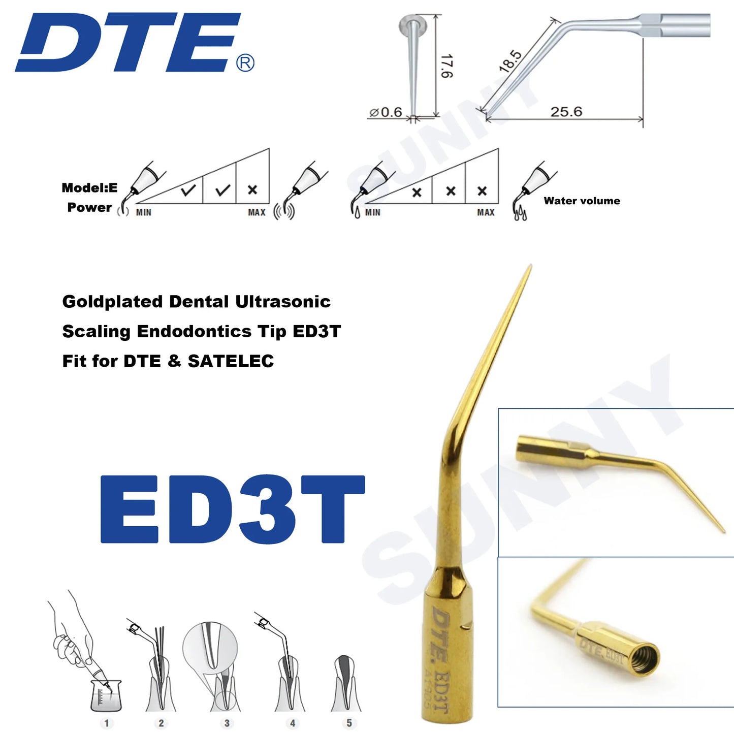 Dentistry Supplies & Equipment Ultrasonic Tooth Cleaning - (Woodpecker DTE Set ED3T Piece Offers with sizes and details shown on the picture)