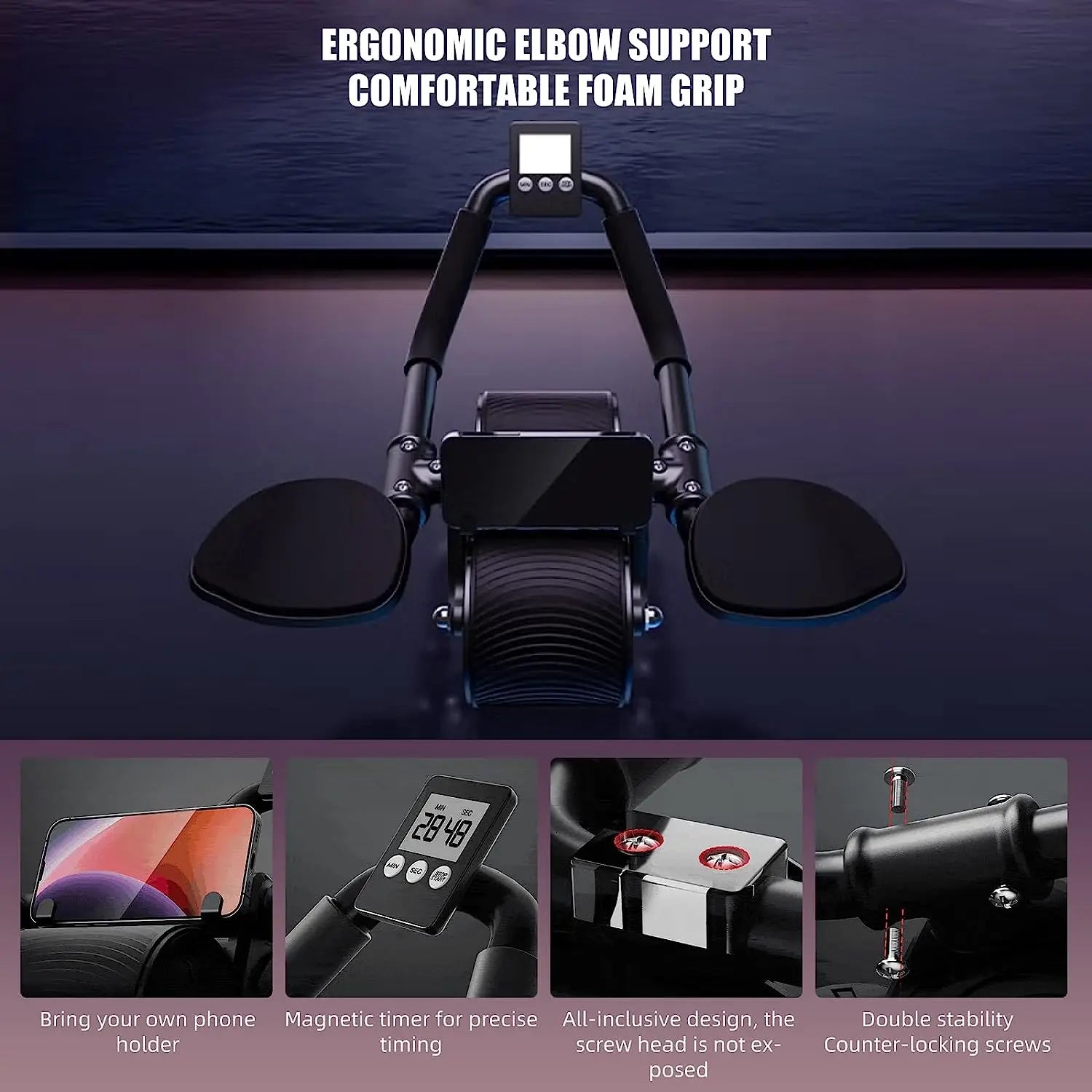 Fitness Abdominal Exercise Wheel Muscle building and shaping abdominal Ergonomic Elbow support comfortable foam grip
