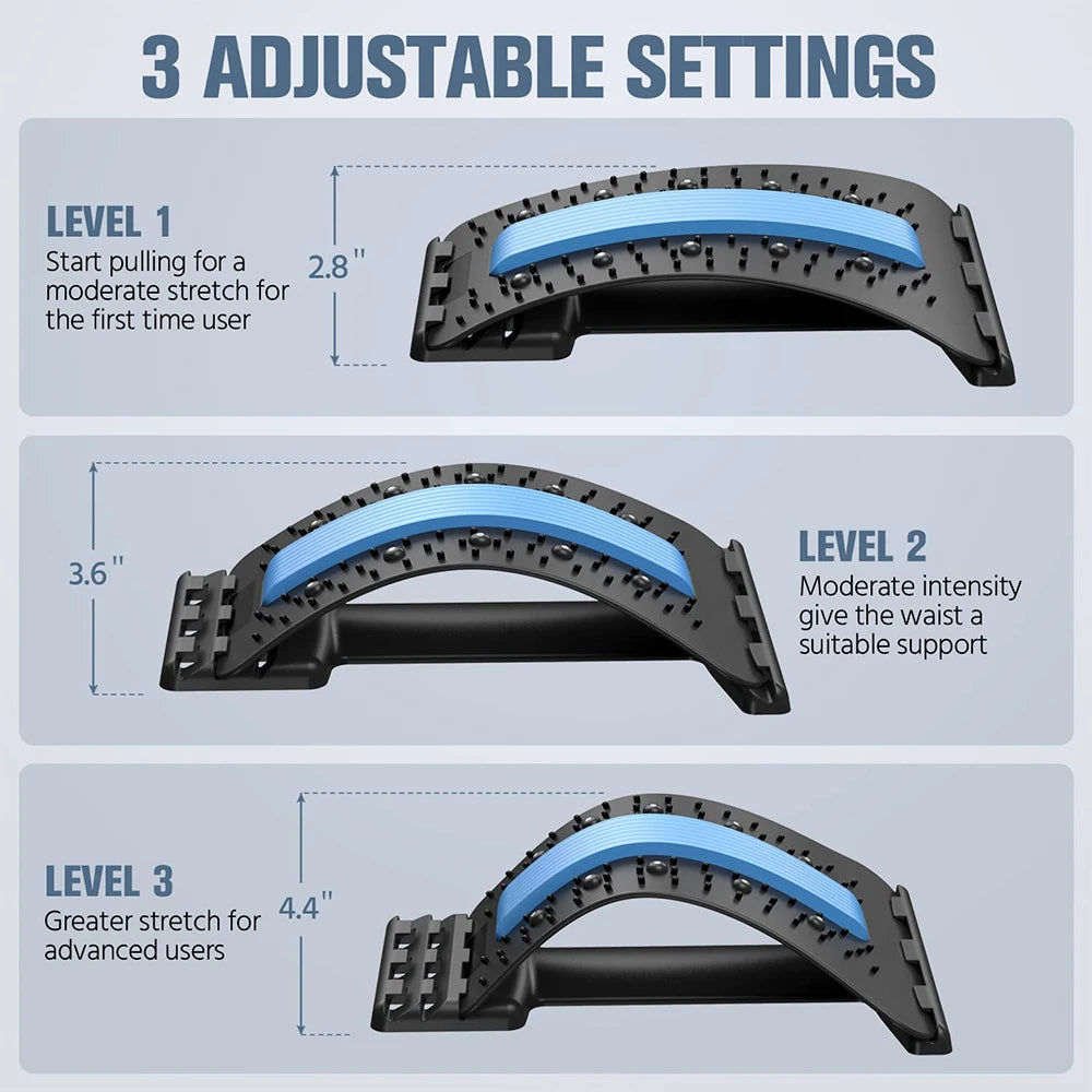 Fitness Back Stretcher Massage Blue Colour Details Soft and Thickened foam pad, 3 level adjustable Shown
