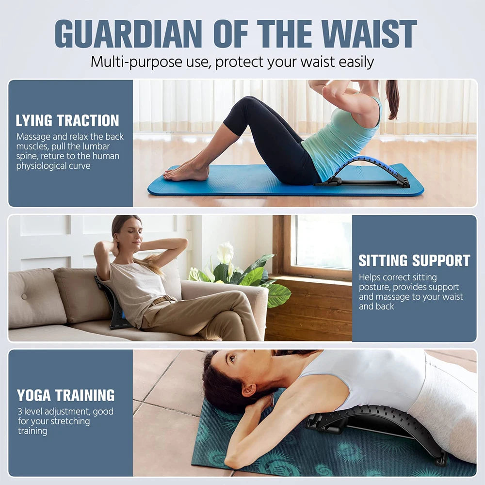 Fitness Back Stretcher Massage Blue Colour Guardian of the waist Lying traction, Sitting support, Yoga training