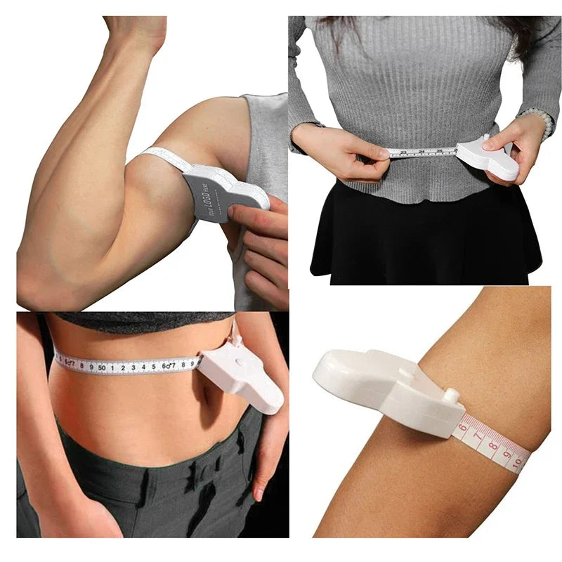 Fitness Body Measuring tape automatic Ruler (150 cm/60 Inches) Woman show where body areas to Measure (Arm, Abdomen, Waist, leg)