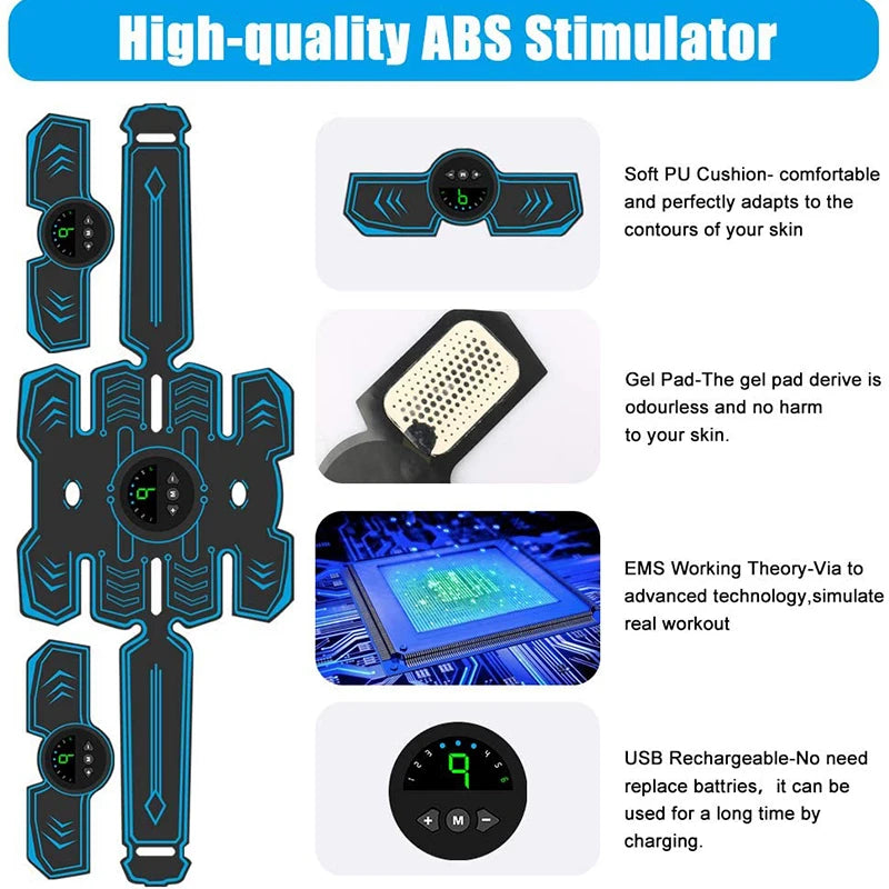 Fitness EMS Abdominal Muscle Stimulator High-Quality ABS Details of the products USB rechargeable
