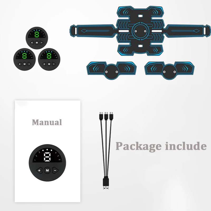 Fitness EMS Abdominal Muscle Stimulator High-Quality ABS Package include shown usb rechargeable Pads and controls