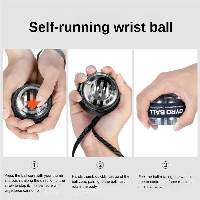 Fitness Gyroscopic Powerball Muscle Trainer Black Colour Ball How to use 3 steps shown by a man right hand