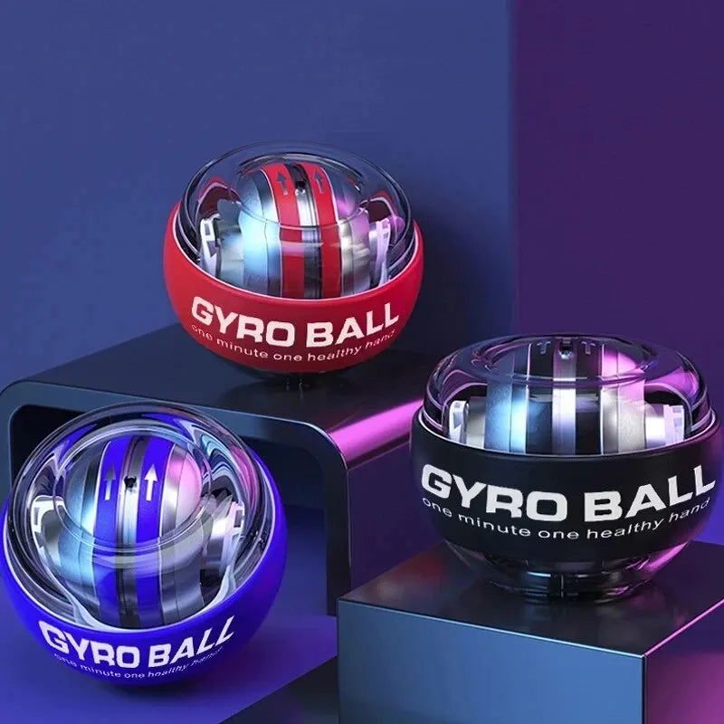 Fitness Gyroscopic Powerball Muscle Trainer Blue Red and Black Colour Balls shown