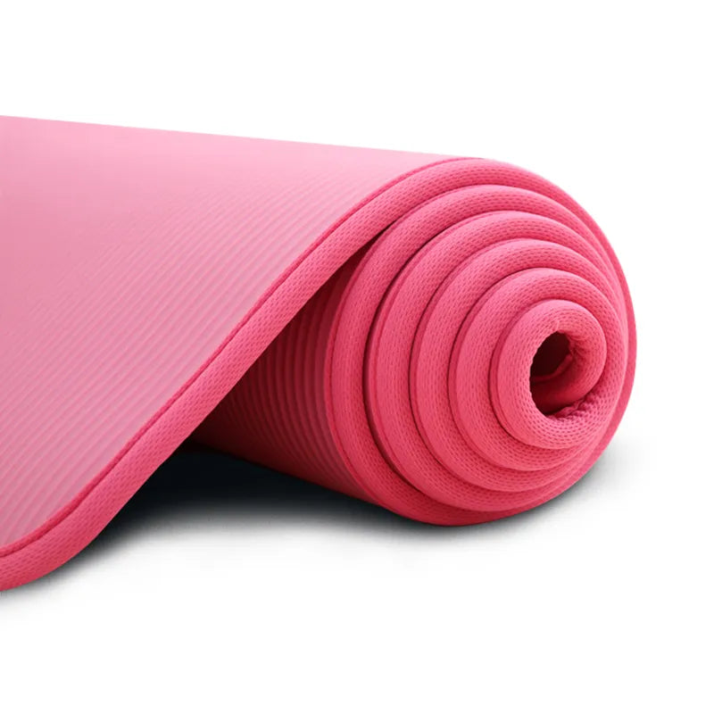 Fitness Non-Slip Yoga Mats (183 cm x 61 cm X 10 mm Thick) workout gym Pink colour mat Shown with pink sides colour
