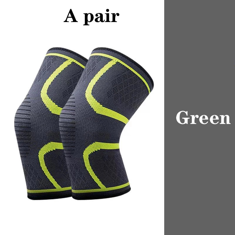 Fitness Running Knee Support Braces (2 pieces) A pair of Black-Green Colour knee Pad shown