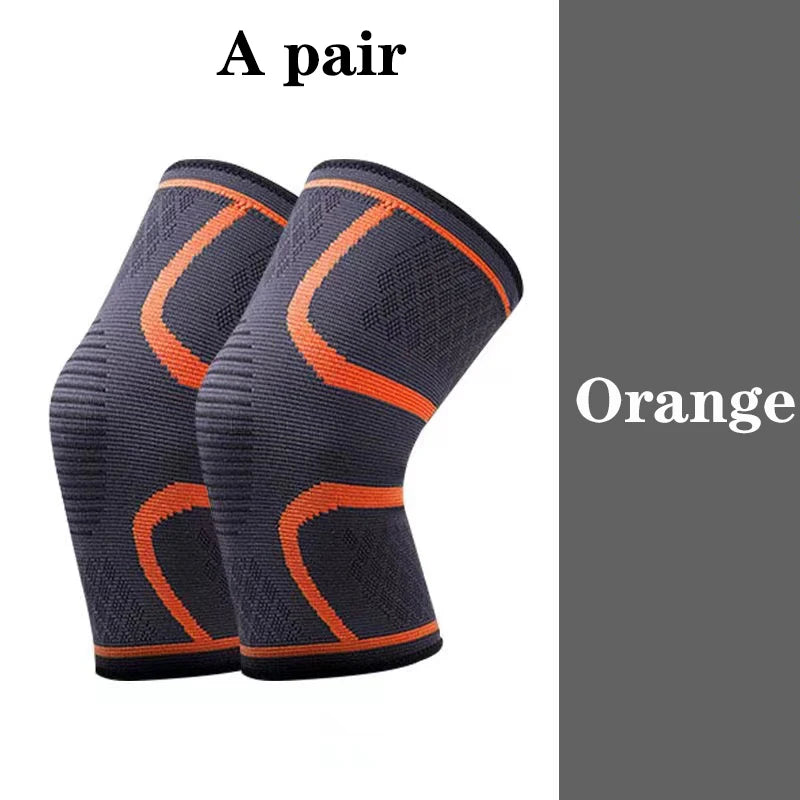 Fitness Running Knee Support Braces (2 pieces) A pair of Black-Orange Colour knee Pad shown