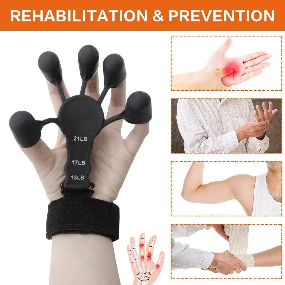 Fitness Silicone Hand Grip trainer  shown Black Colour and Rehabilitation & Prevention Picture