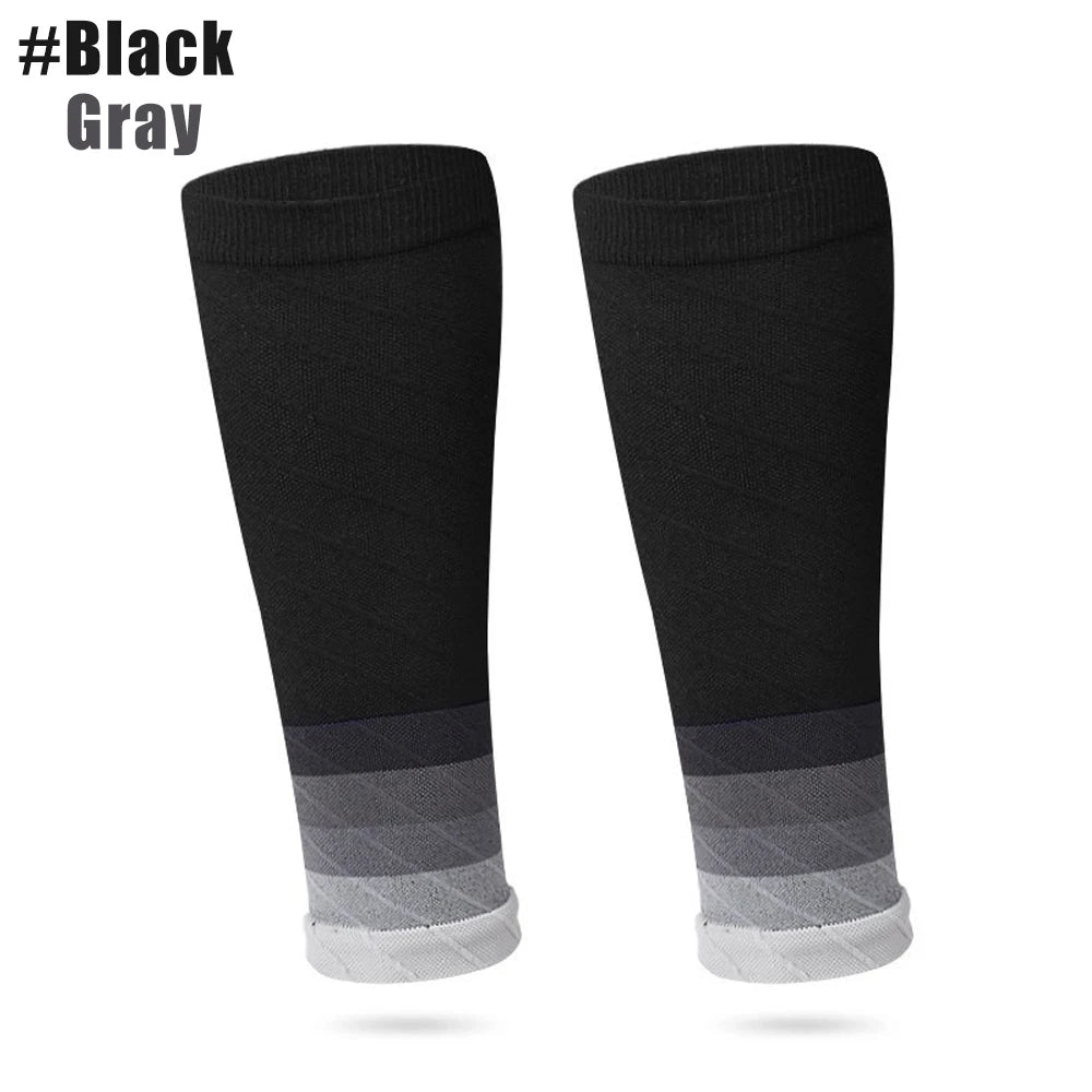 Fitness Unisex Compression Sleeves 20-30 mm Hg Running Leg Socks Black Gray Colour