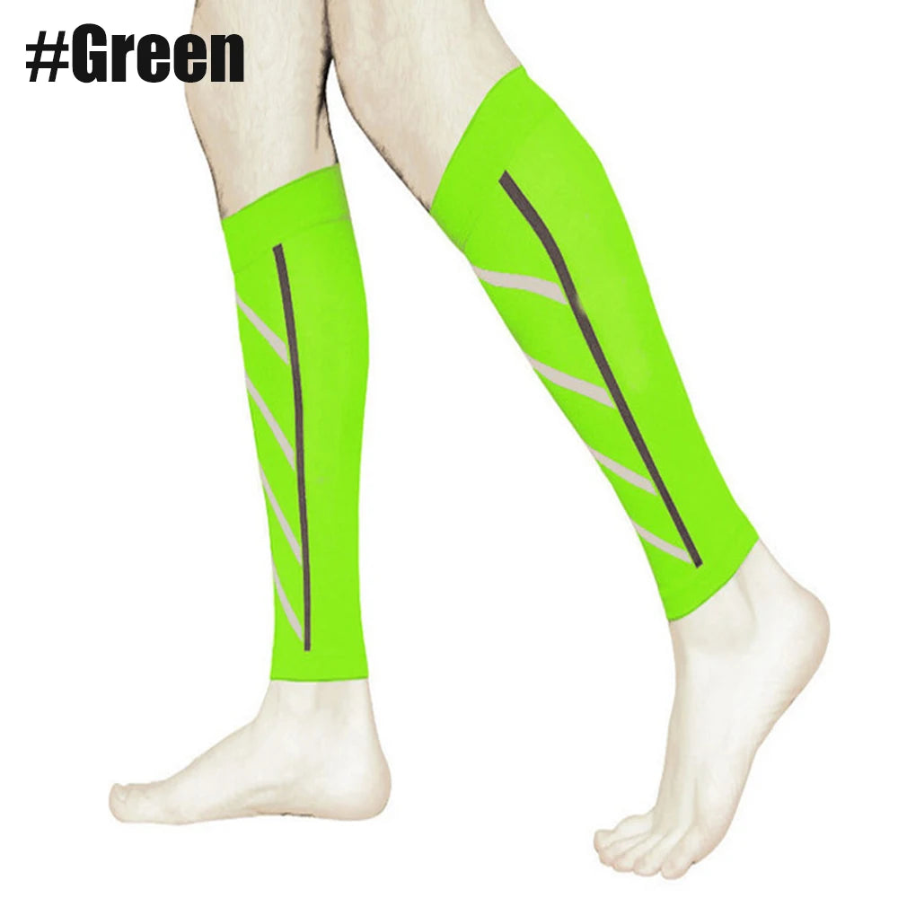 Fitness Unisex Compression Sleeves 20-30 mm Hg Running Leg Socks wear by a man Green Colour