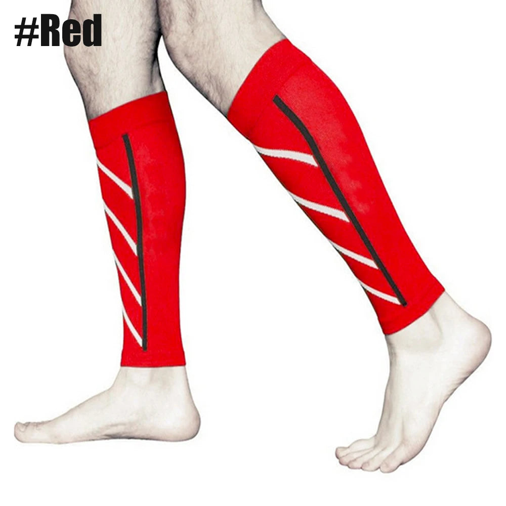 Fitness Unisex Compression Sleeves 20-30 mm Hg Running Leg Socks wear by a man Red Colour