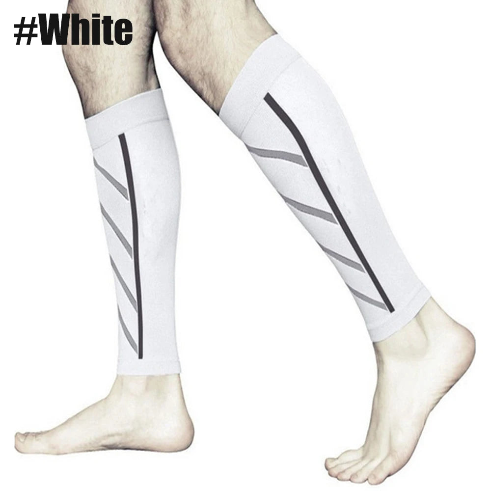 Fitness Unisex Compression Sleeves 20-30 mm Hg Running Leg Socks wear by a man White Colour