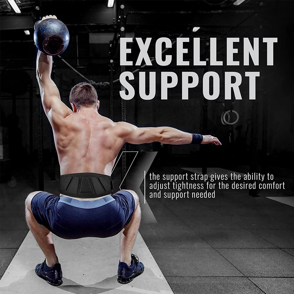 Fitness Unisex Weight Lifting Belts Self-Lock Lifting Black Colour Belt Picture showing a man wearing the belt and lift iron.