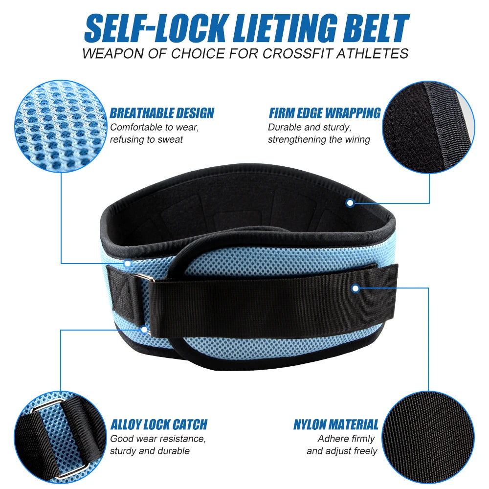Fitness Unisex Weight Lifting Belts Self-Lock Lifting Light Blue Colour Belt