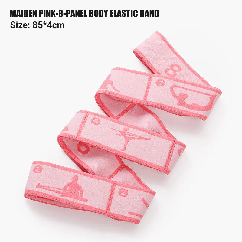 Fitness Yoga Multi-Section Elastic Resistance Bands Maiden Pink 8 Panel body elastic band Size 85x4 cm