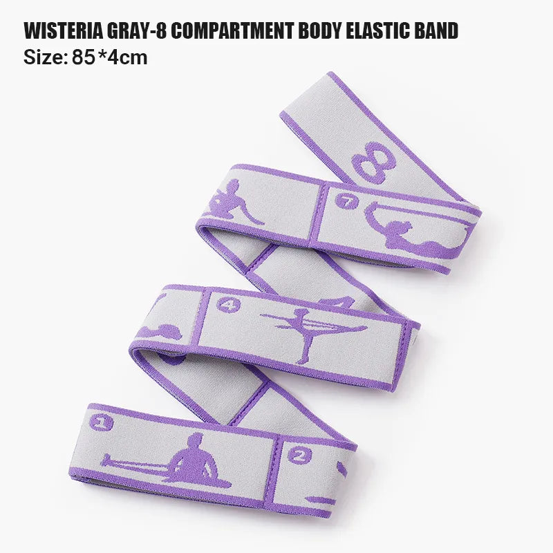 Fitness Yoga Multi-Section Elastic Resistance Bands wisteria gray 8 compartment body elastic Band Size 85x4 cm