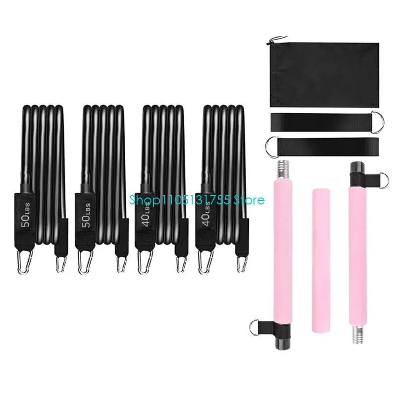Gym Fitness Accessories Fitness Pilates Bar Kit with Resistance Bands Pink Colour