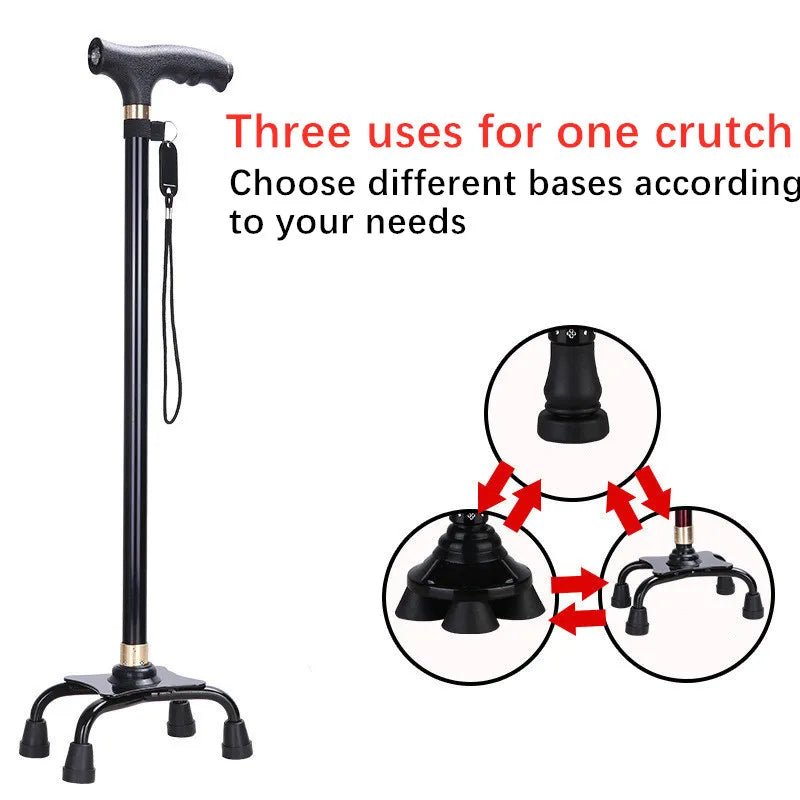 Health care products 1 Elderly Non-Slip Walking Sticks Black Colour Three uses for one crutch