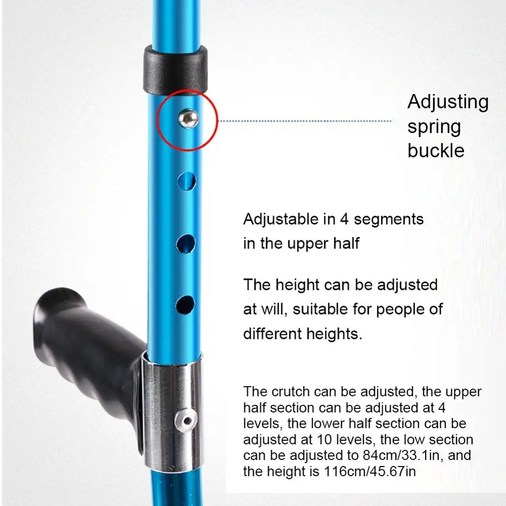 Health care products Collapsible Telescopic Folding Crutch Disable Leg Detail adjusting spring buckle to adjust the high (4 segments in the upper half)