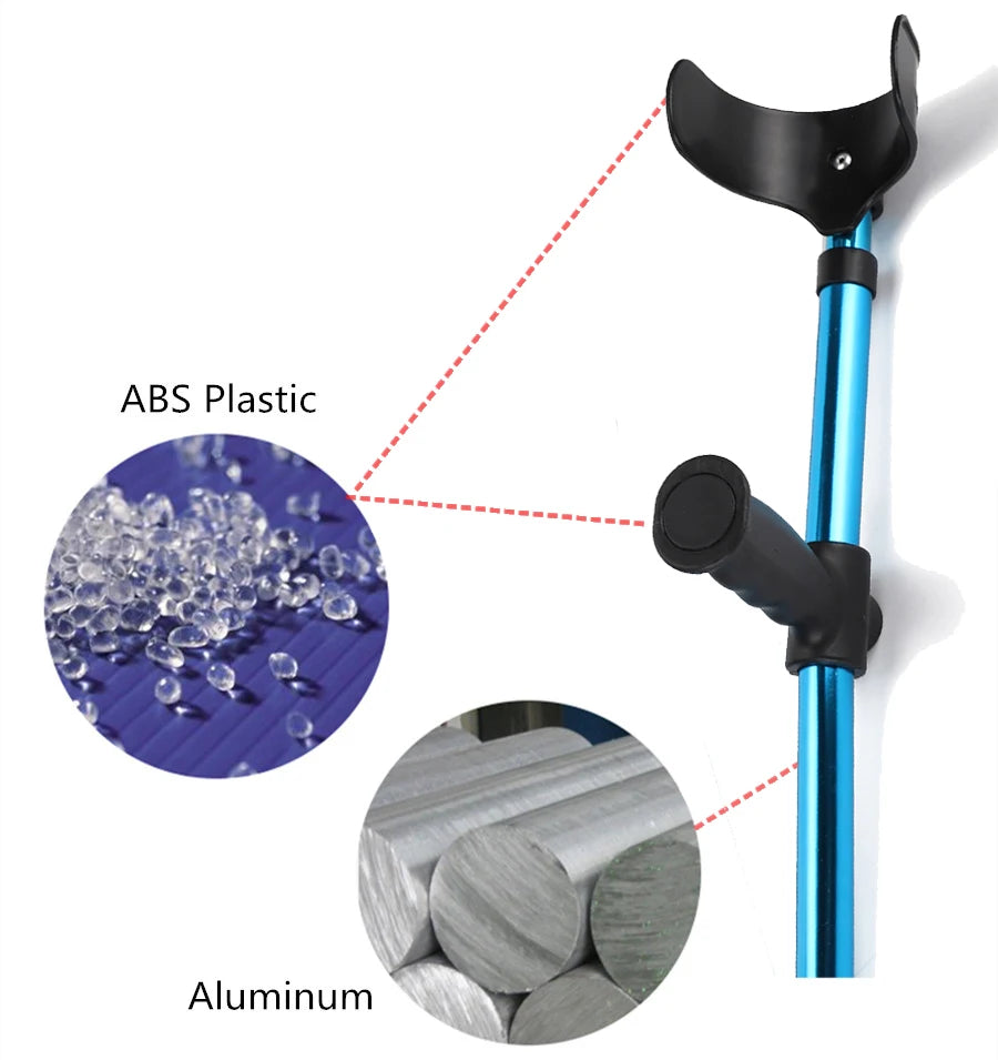 Health care products Collapsible Telescopic Folding Crutch Disable Leg Details ABS Plastic, Aluminium alloy blue Colour