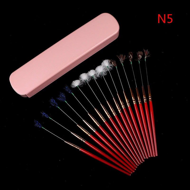 Health care products Earwax Cleaner Kits (1 Set, style number 5) (15 red colour ear sticks feathers or hairs ends, with a pink colour storage box)