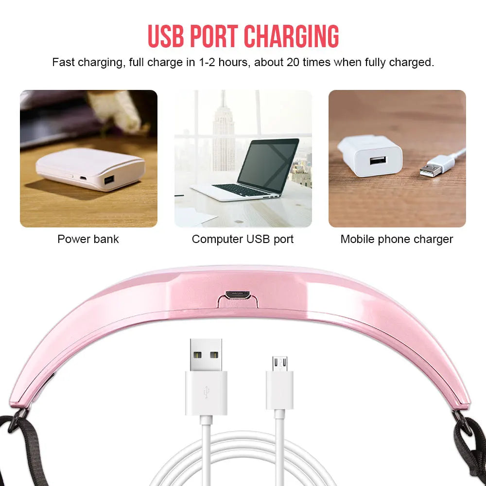 Health care products Head Massager for Migraine Pink colour USB port recharging on mobile phone recharger, on computer USB port, on Power bank