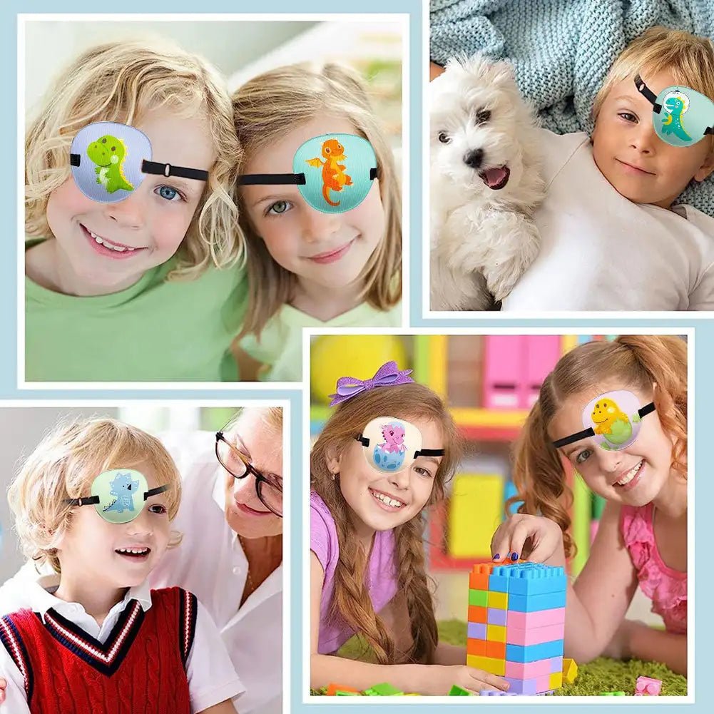 Health care products Medical Cute Children Eye Patch 6 drawing choice eye patch shown eye patch wear by six young children 4 girls 2 boys pictures