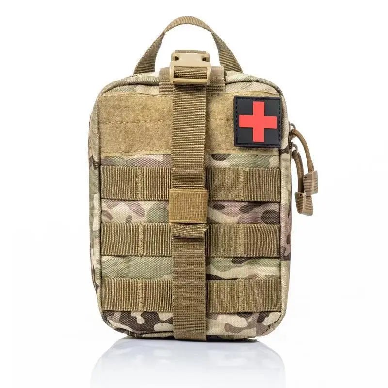 Health care products Medical Portable Tactical First-Aid Bag. Camouflage Colour Close bag shown with small red cross on the top