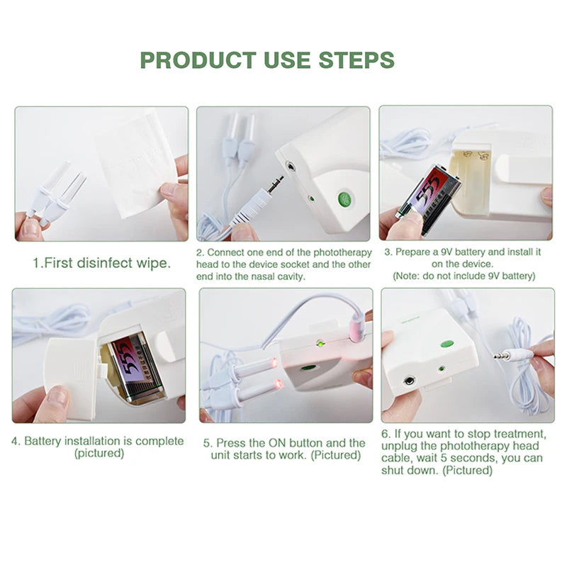 Health care products Nose therapy Massage Pulse Laser with USB cable Product use 6 steps