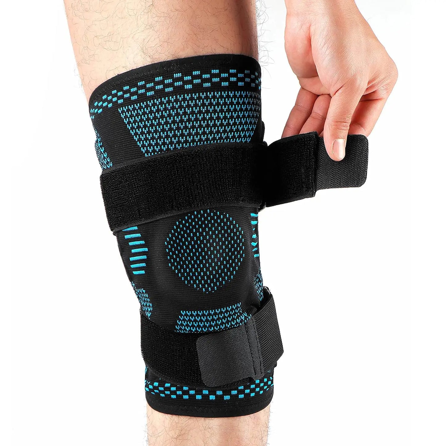 Health care products Sport Knee Pads Support For Fixes Knee joint, Prevent ligament strain Man wear the knee support.
