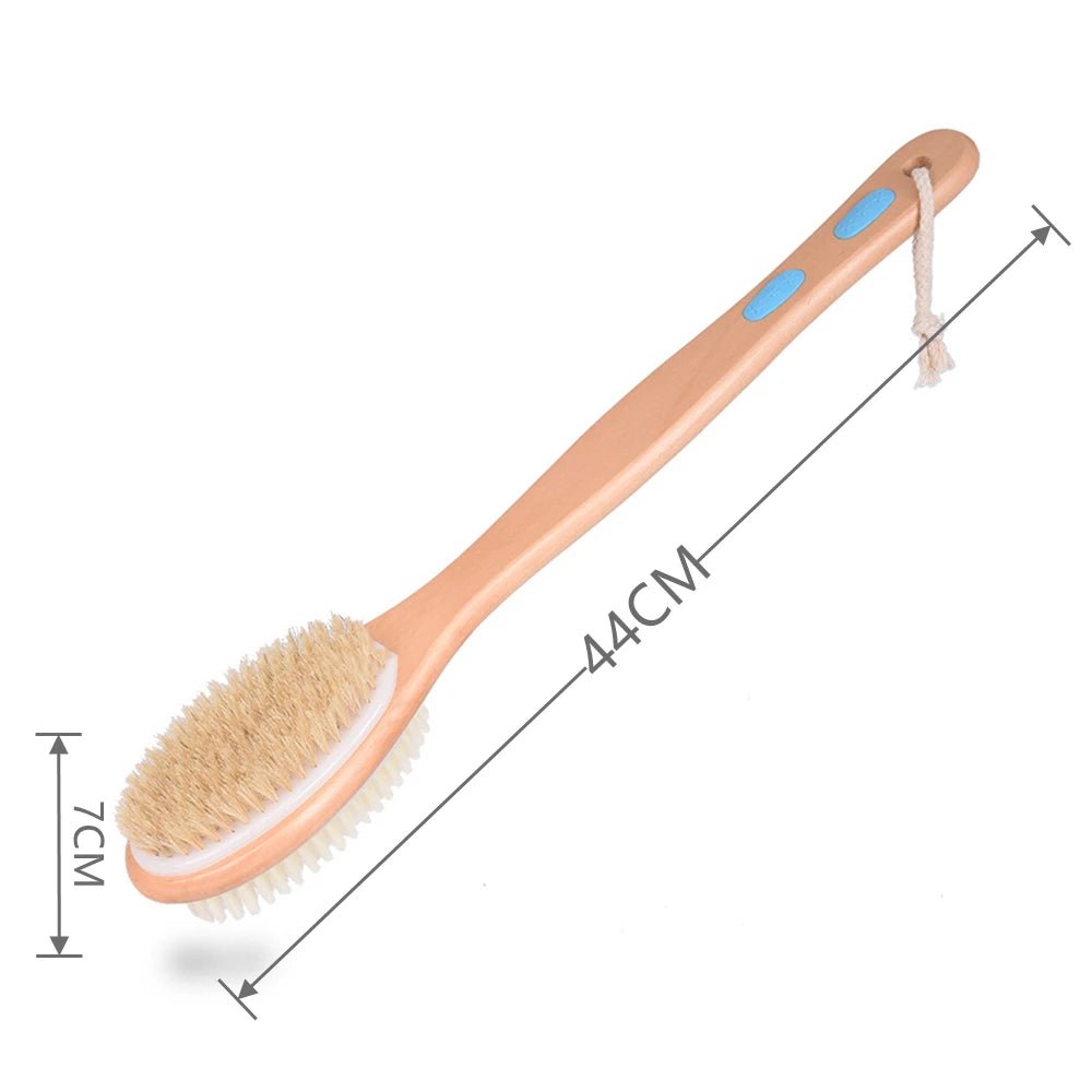 Health care products Wooden Body Massage Shower Long Brush 1 bathroom brush size shown (44 cm X 7 cm)