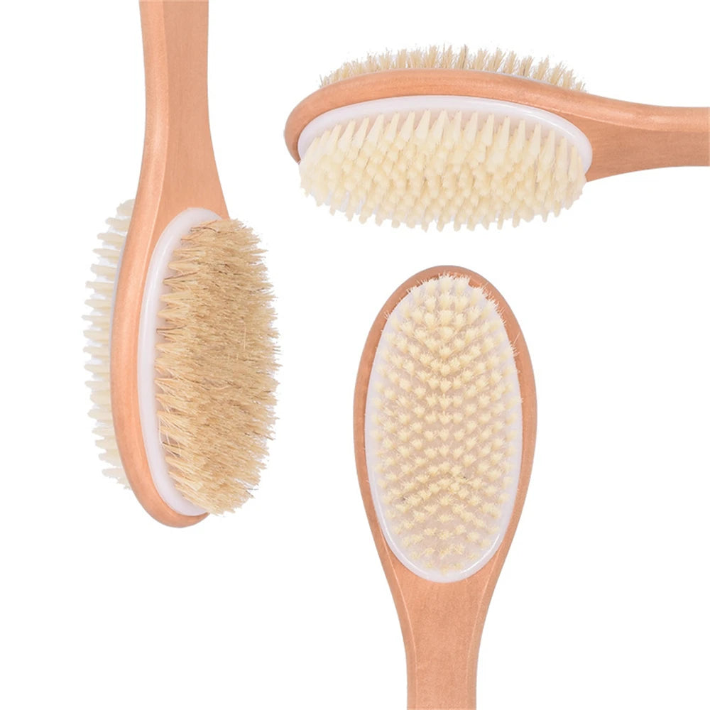 Health care products Wooden Body Massage Shower Long Brush 3 bathroom end brush shown