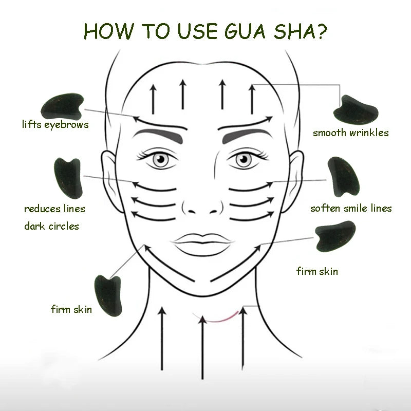 Massage Therapy Black-Natural Stone Tool for facial massage 1 piece offers How to use Geisha facial stone