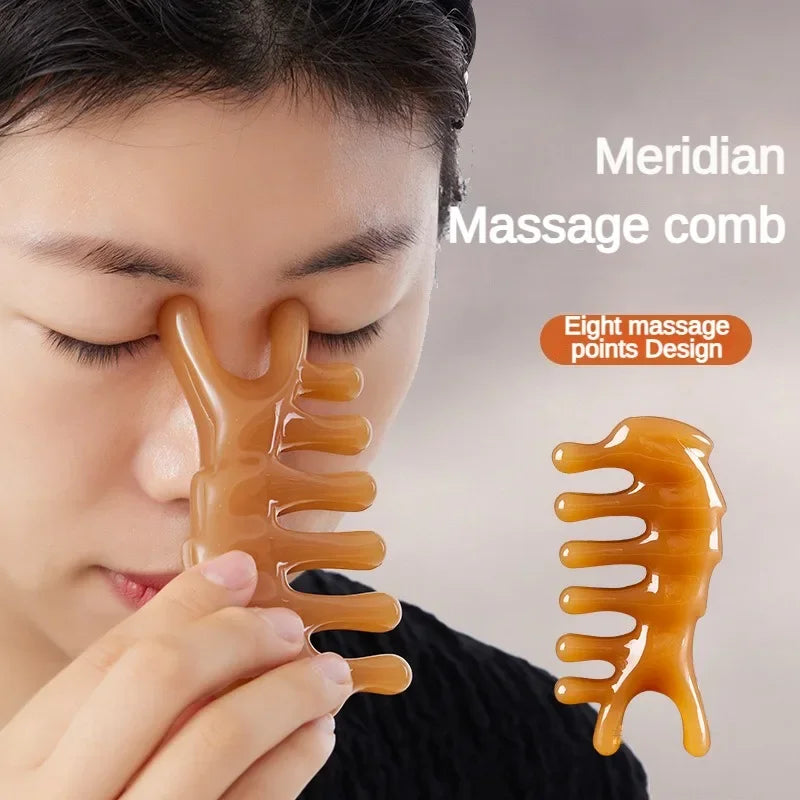 Massage Therapy Facial Massager Scraping Resin 2 pieces shown Eight massage points design