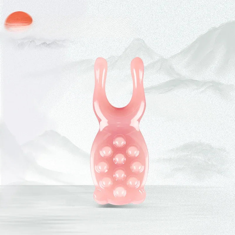 Massage Therapy Facial Massager Scraping Resin The 10 acupuncture points Pink Colour tool shown