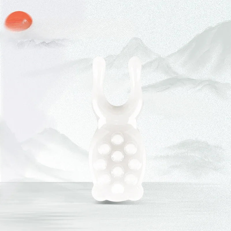 Massage Therapy Facial Massager Scraping Resin The 10 acupuncture points White Colour tool shown