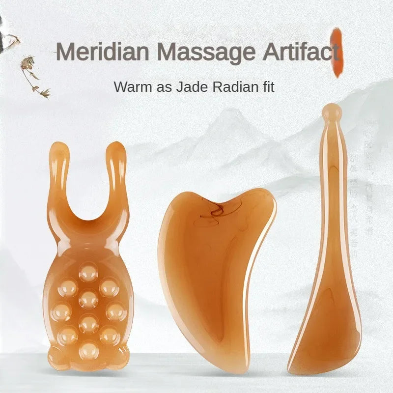 Massage Therapy Facial Massager Scraping Resin 3 pieces set offers shown Meridian Massage Artifact