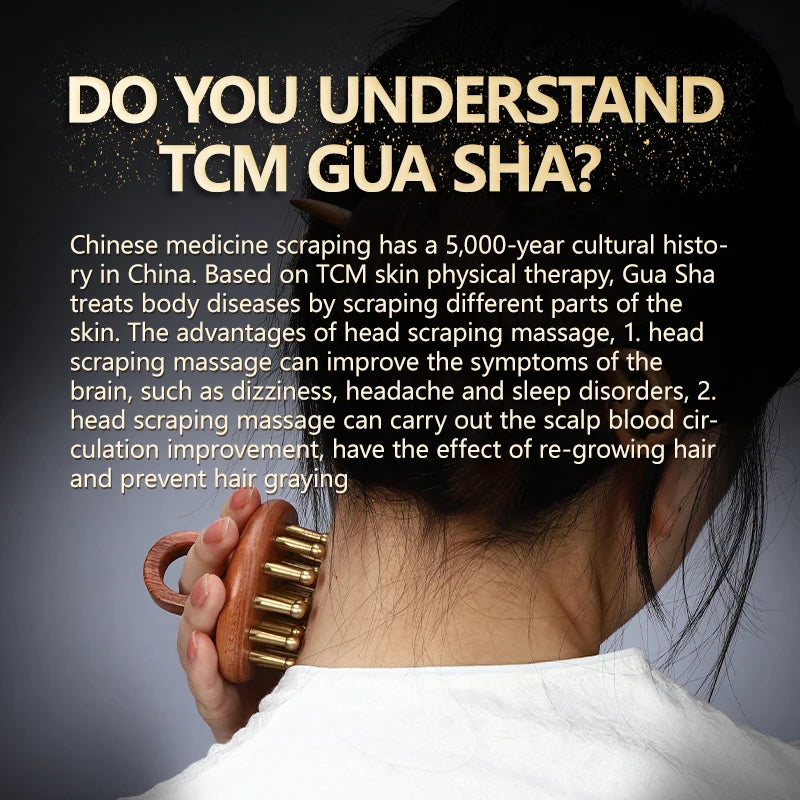 Massage therapy Head Massage Comb for Geisha Picture show a woman using the massager comb in her neck