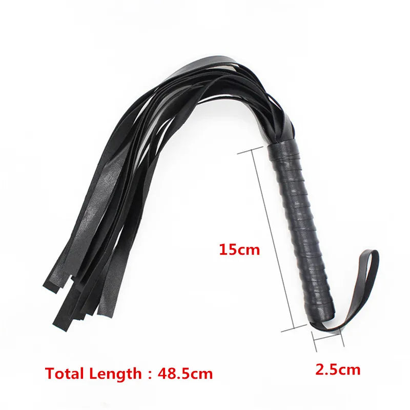 Massage Therapy Leather Whip Black Colour Length 48 cm Offers Sizes shown