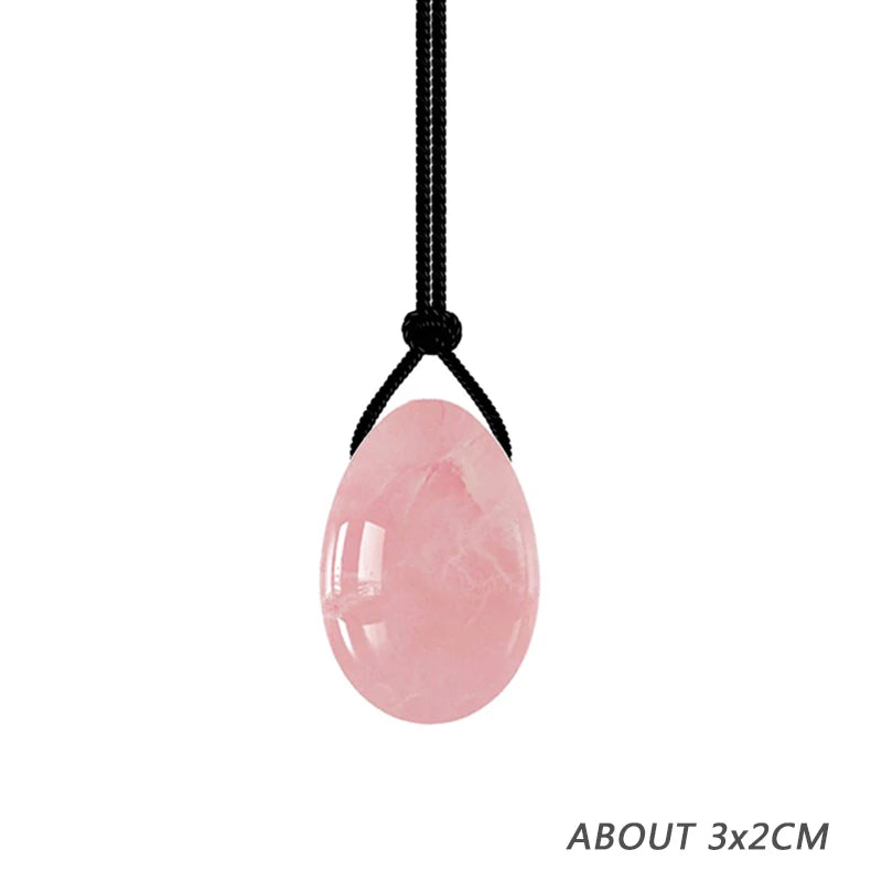 Massage therapy Natural Rose Jade Quartz Egg, picture of the Small Jade Egg drilled with rope for neckless (size about 3 x 2 cm) Offers with No box